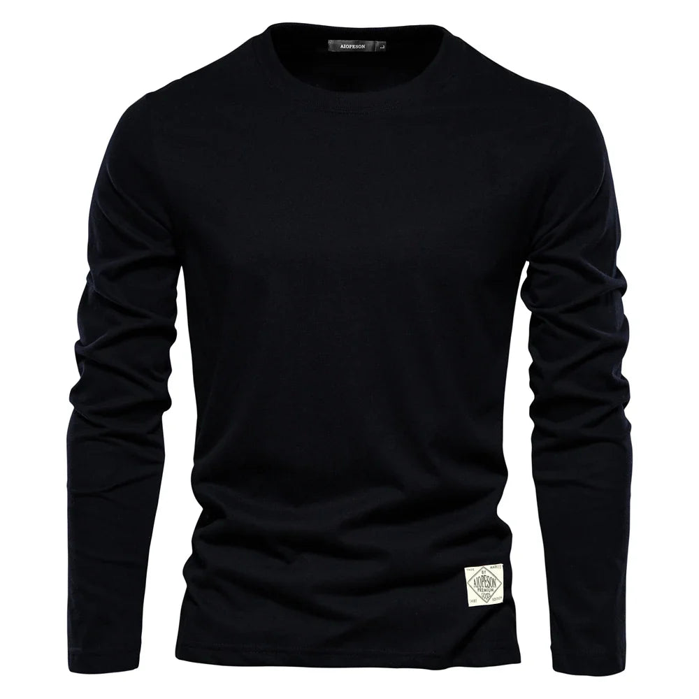 Camiseta básica de manga larga con cuello redondo para hombre – LUCAS
