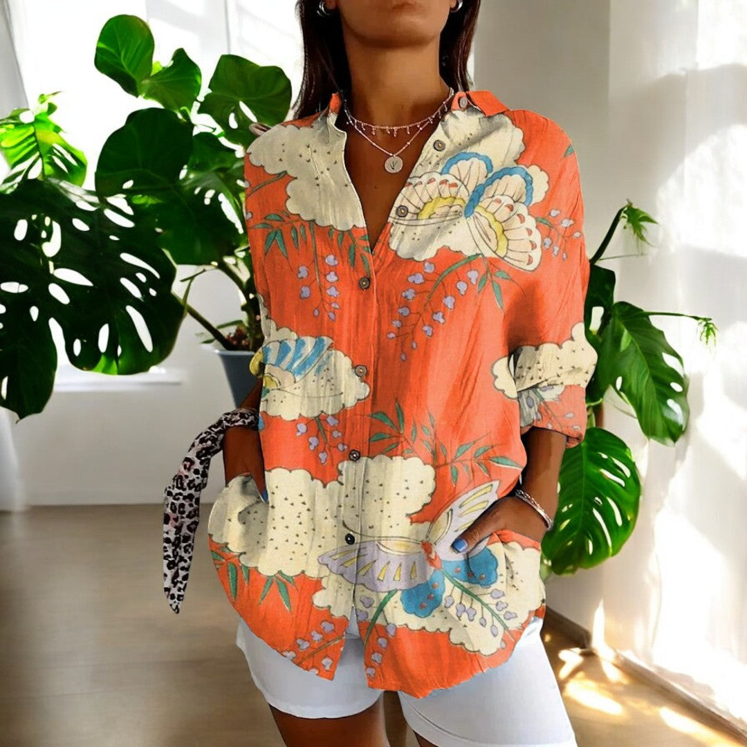 Blusa fluida con botones y estilo relajado para mujer – ELARA BUTTON