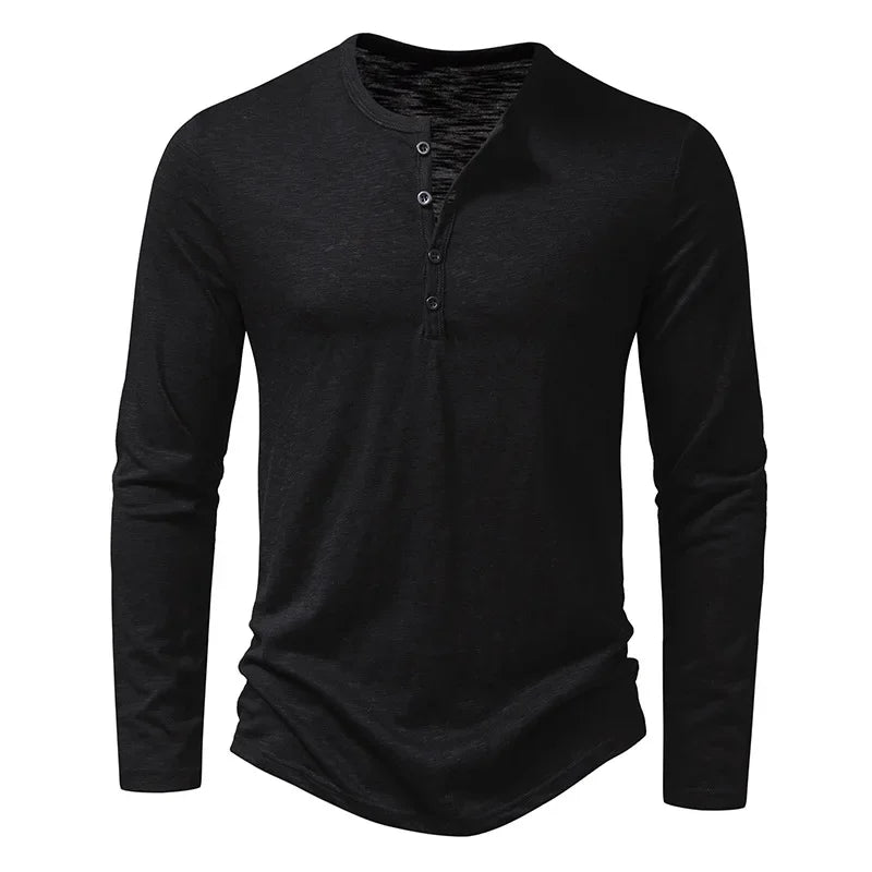Camiseta de manga larga para hombre con botones en el escote – HENRY