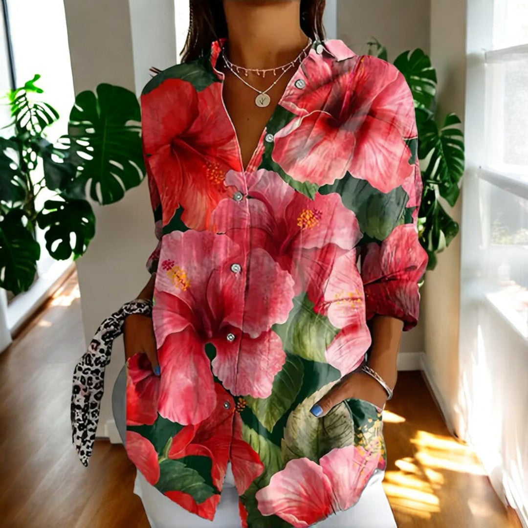 Blusa fluida con botones y estilo relajado para mujer – ELARA BUTTON