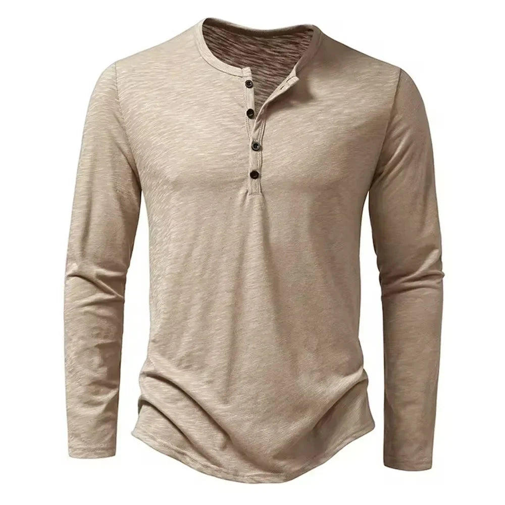 Camiseta de manga larga para hombre con botones en el escote – HENRY
