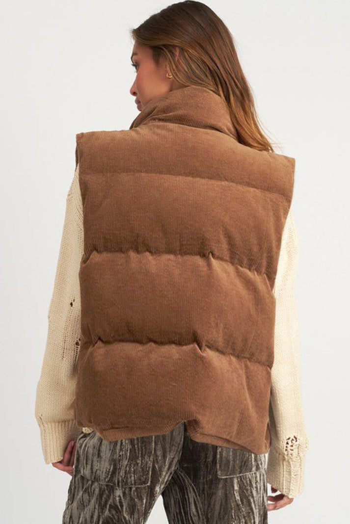 GIADA – Chaleco acolchado de pana con cremallera para mujer