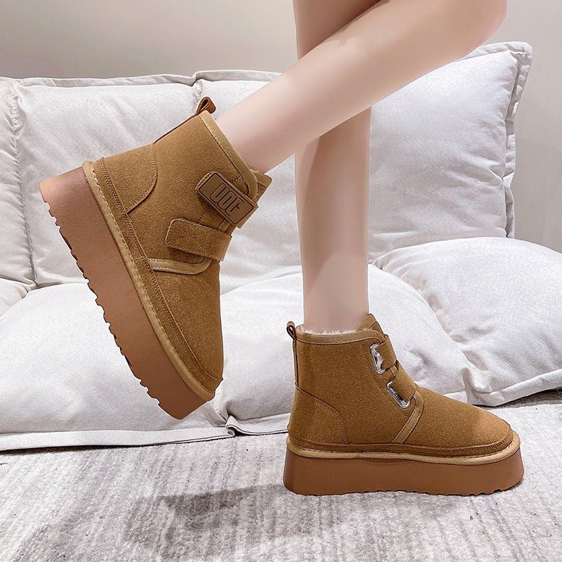 NERIA - Botas de invierno ajustables con forro de felpa para mujer