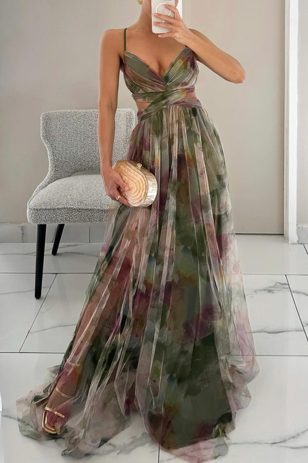 Vestido largo floral con caída fluida y estilo romántico – VIOLETTE BLOOM