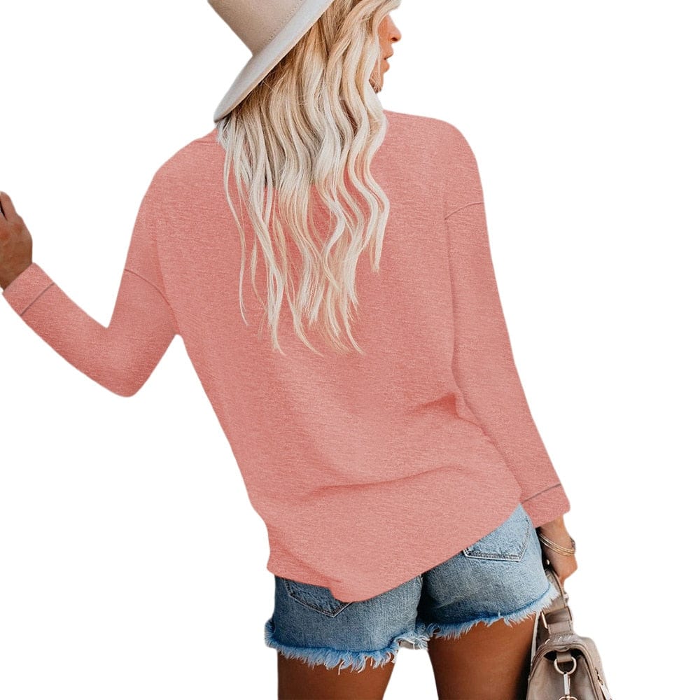 Camiseta de mujer de manga larga con bolsillo en el pecho – SELINA