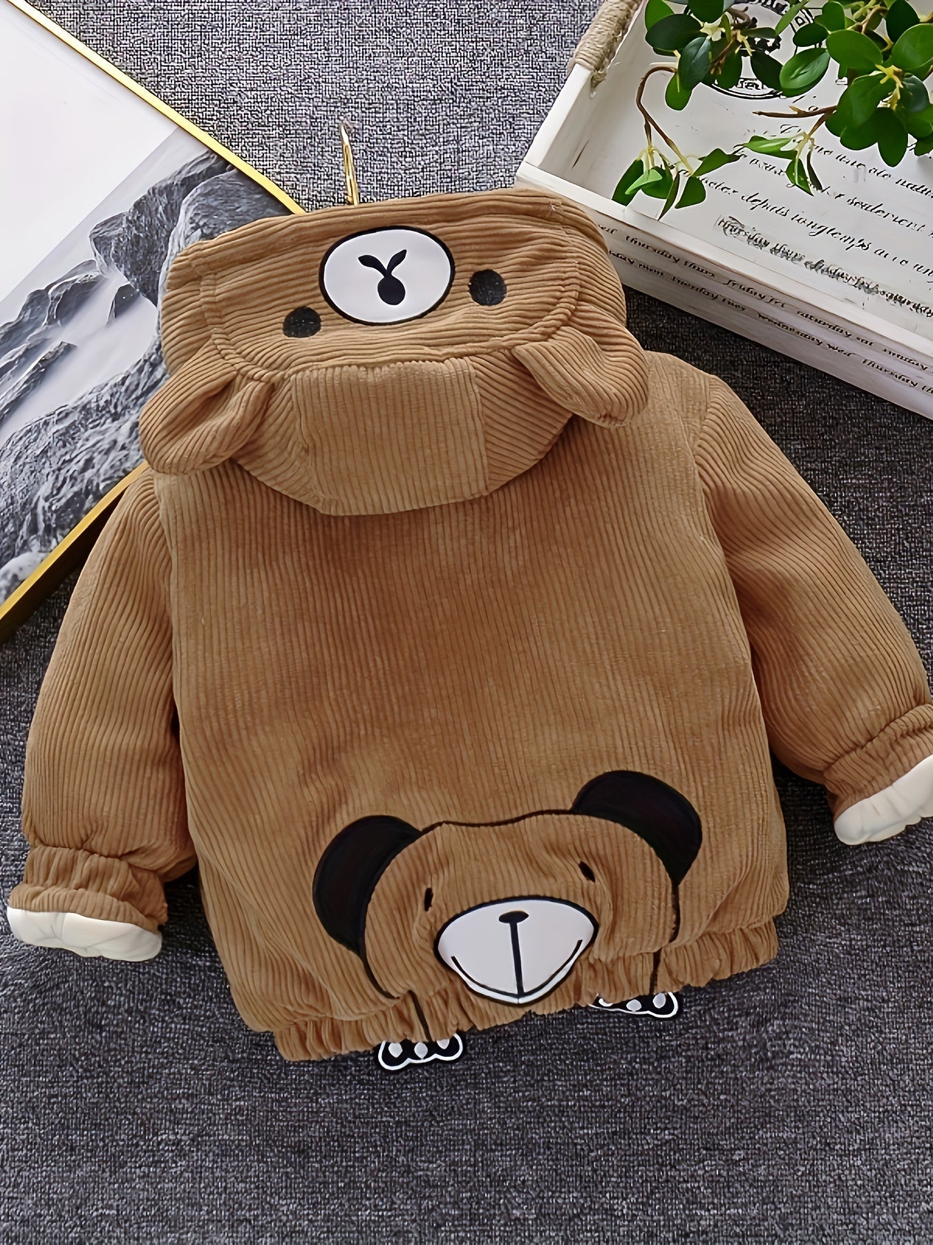 ETHAN - Chaqueta infantil de pana con capucha para invierno