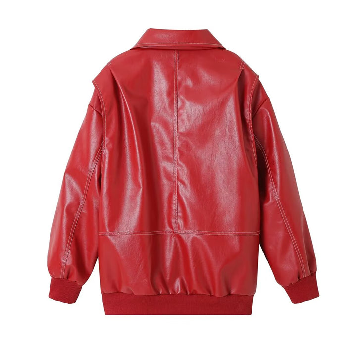 ADELA - Chaqueta oversize de cuero sintético para mujer
