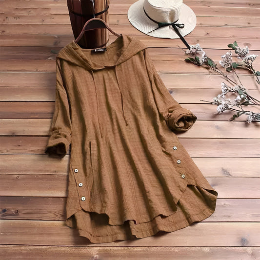 Camisa de lino y algodón con diseño relajado – EINARA