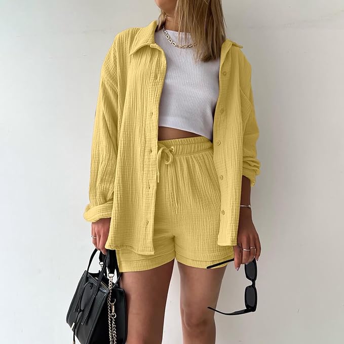 Conjunto de verano en algodón: camisa y shorts – CAROLINE