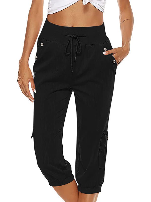Capri casual con cintura elástica y bolsillos funcionales – MIREYA