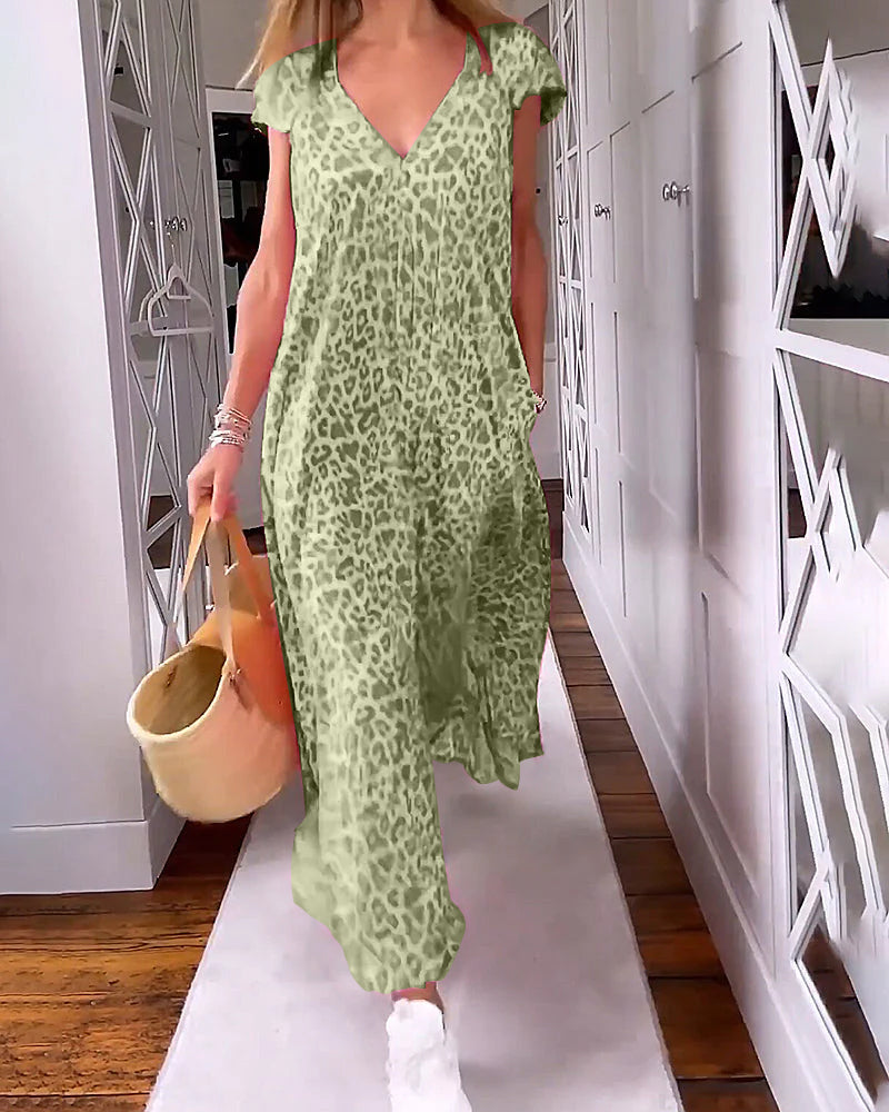 Vestido veraniego con escote en V y estampado alegre para mujer – LYRÉA