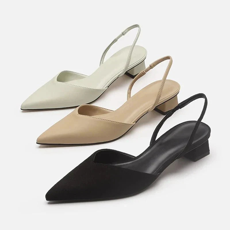 Zapatos de tacón fino con diseño slingback y punta afilada – LORENA