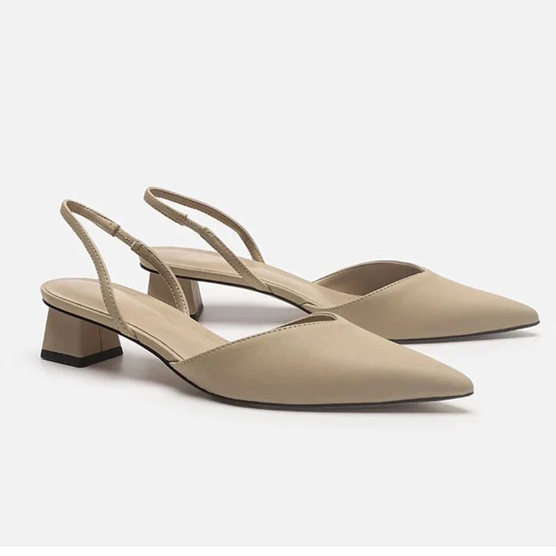 Zapatos de tacón fino con diseño slingback y punta afilada – LORENA