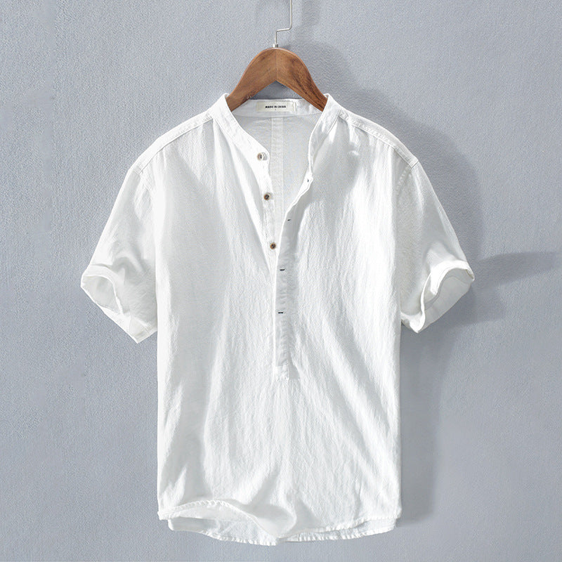 Camisa de lino ligera y transpirable de manga corta para hombre – DARIO