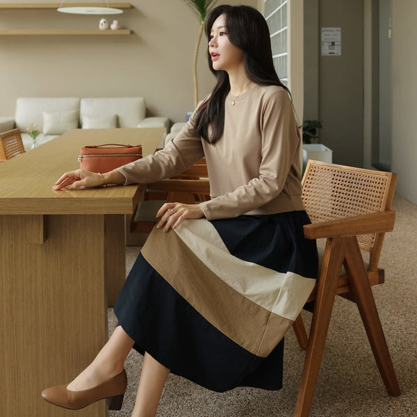 ISLA - Conjunto de suéter de punto y falda para mujer