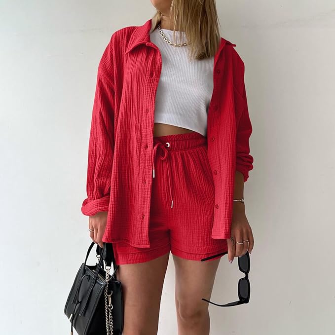 Conjunto de verano en algodón: camisa y shorts – CAROLINE