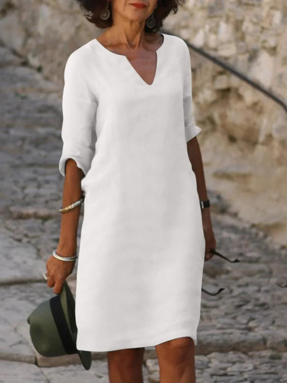 Vestido elegante con escote en V para invitada de boda – JOSETTE GRACE