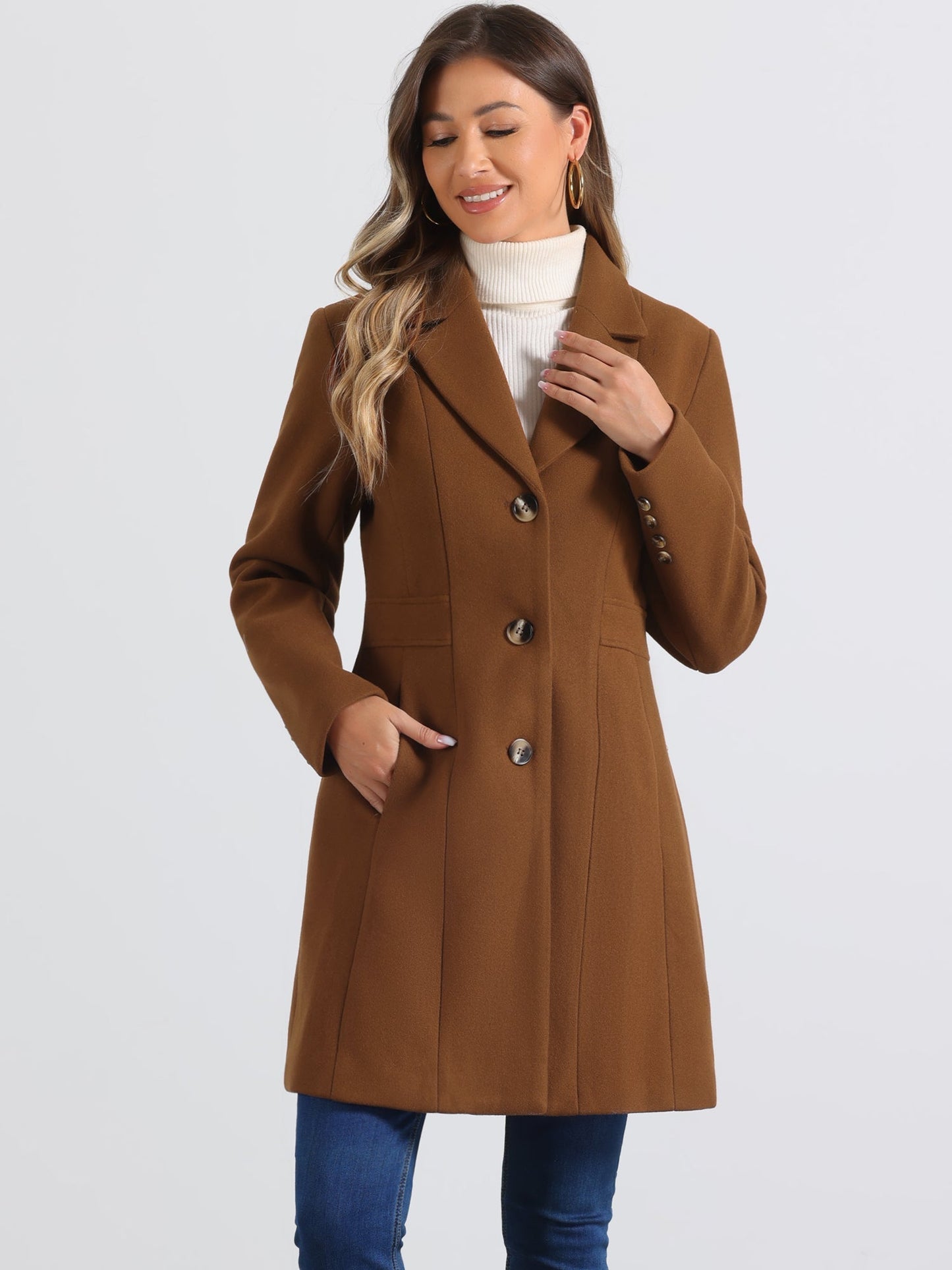 Abrigo largo de invierno para mujer con cierre de botones – ISABELÉA