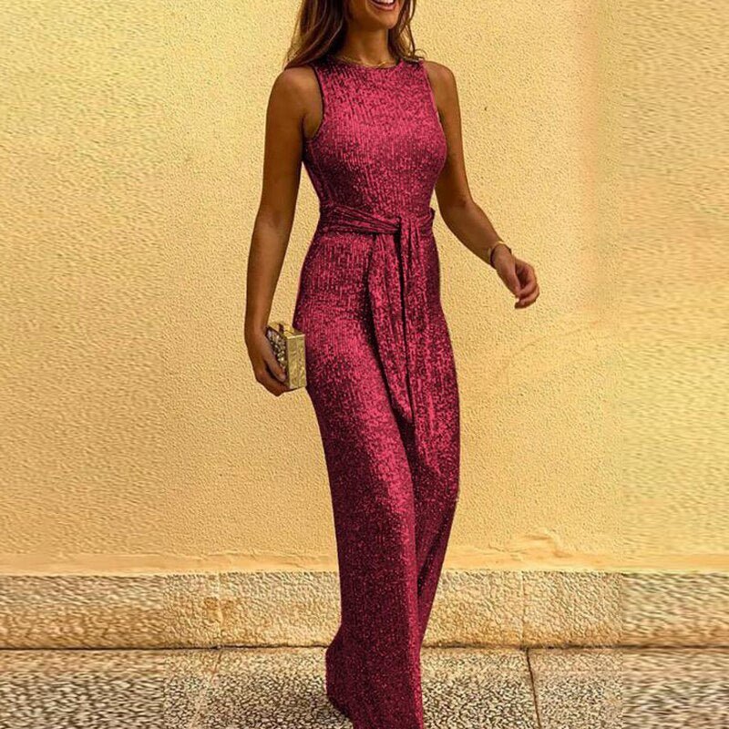 Vestido de noche sin mangas para mujer con cinturón y corte recto – RANIA