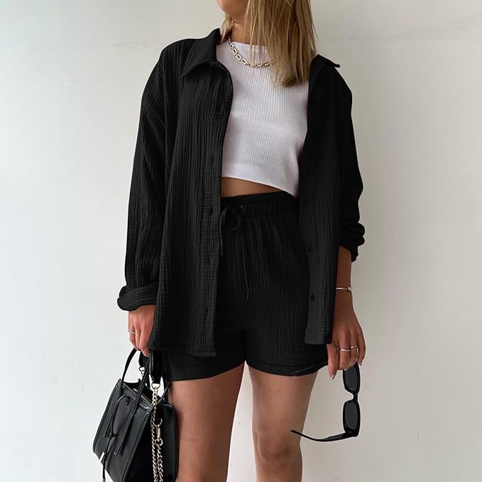 Conjunto de verano en algodón: camisa y shorts – CAROLINE