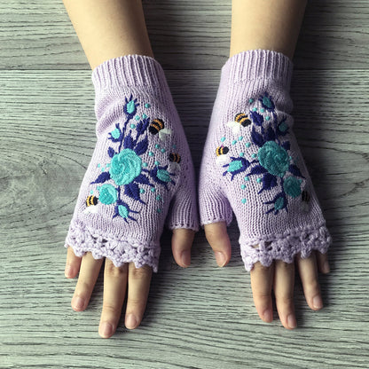 Guantes sin dedos para mujer con estampado floral – 3LEAVES