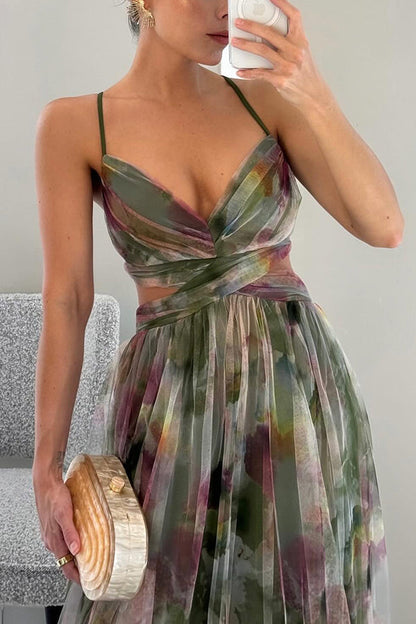 Vestido largo floral con caída fluida y estilo romántico – VIOLETTE BLOOM
