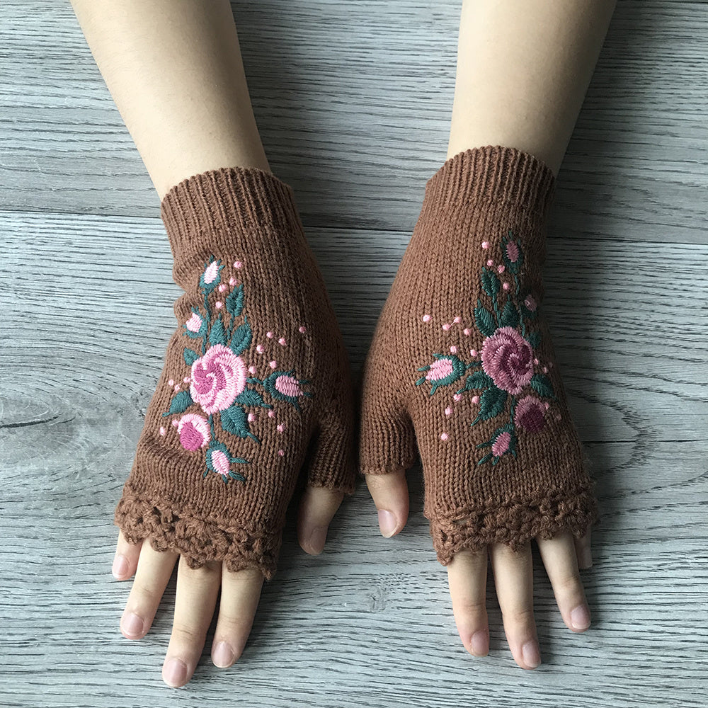 Guantes sin dedos para mujer con estampado floral – 3LEAVES