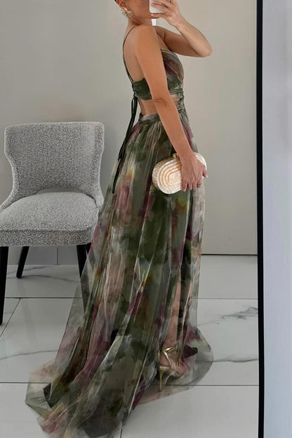 Vestido largo floral con caída fluida y estilo romántico – VIOLETTE BLOOM