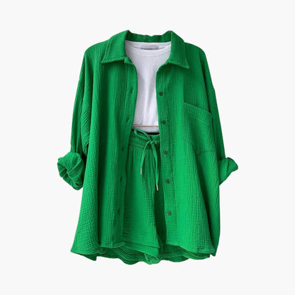 Conjunto de verano con blusa y short de talle alto – HELIA