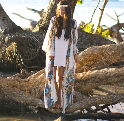 Kimono largo de mujer con estampado elegante y corte fluido – JOLINE