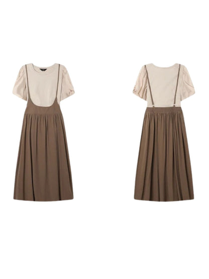 Conjunto de top con mangas abullonadas y falda midi – LIDIA