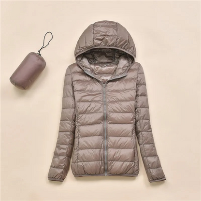 LIV - Abrigo de invierno acolchado y acogedor con capucha para mujer