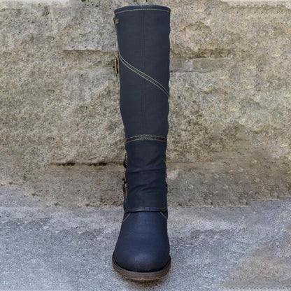 FELICIA – Botas cowboy de cuero vegano con tacón para mujer