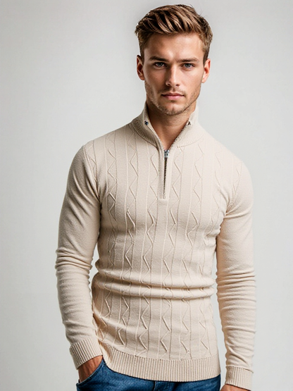 Jersey de punto con media cremallera y estilo casual elegante – EDRIAN