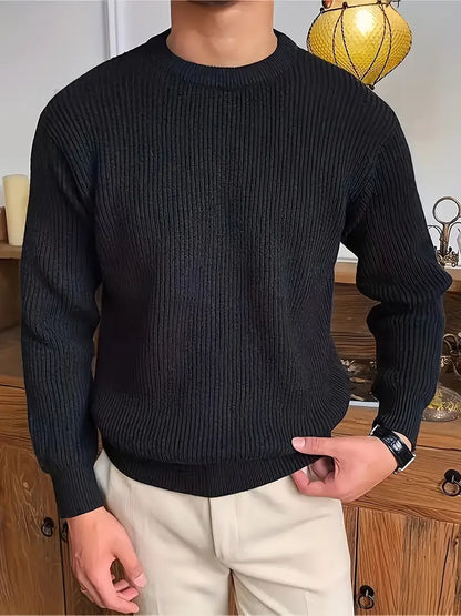 Jersey de punto grueso para hombre con cuello redondo – MONTARO