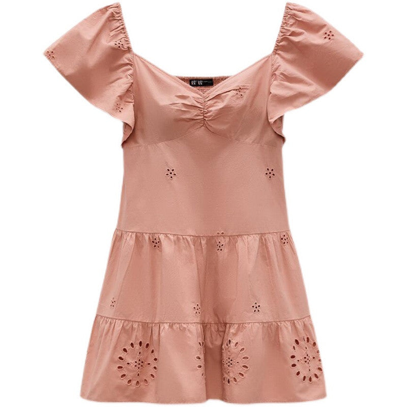Stella - Vestido Casual Bordado Cuello Semiabierto de Manga de Boleros Primavera Verano para mujer