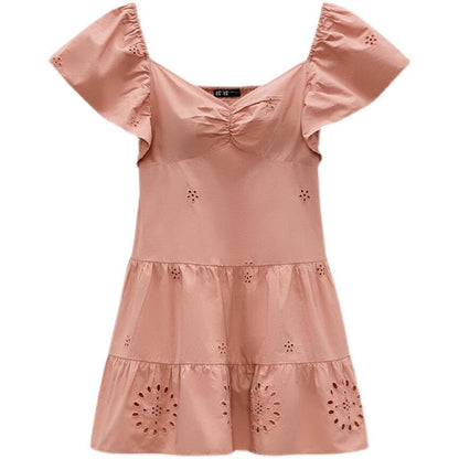 Stella - Vestido Casual Bordado Cuello Semiabierto de Manga de Boleros Primavera Verano para mujer