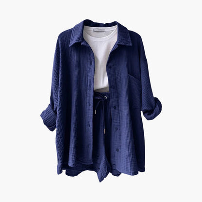 Conjunto de verano con blusa y short de talle alto – HELIA