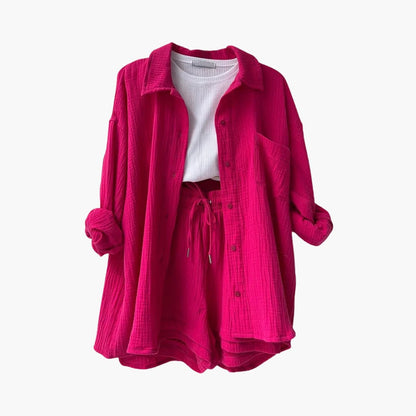 Conjunto de verano con blusa y short de talle alto – HELIA