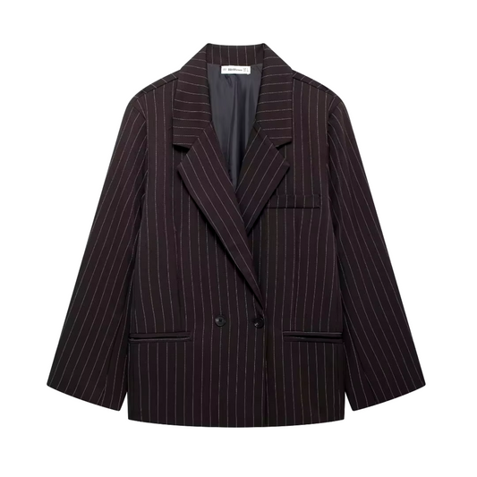 Blazer oversize de rayas con doble botonadura – NELSIE