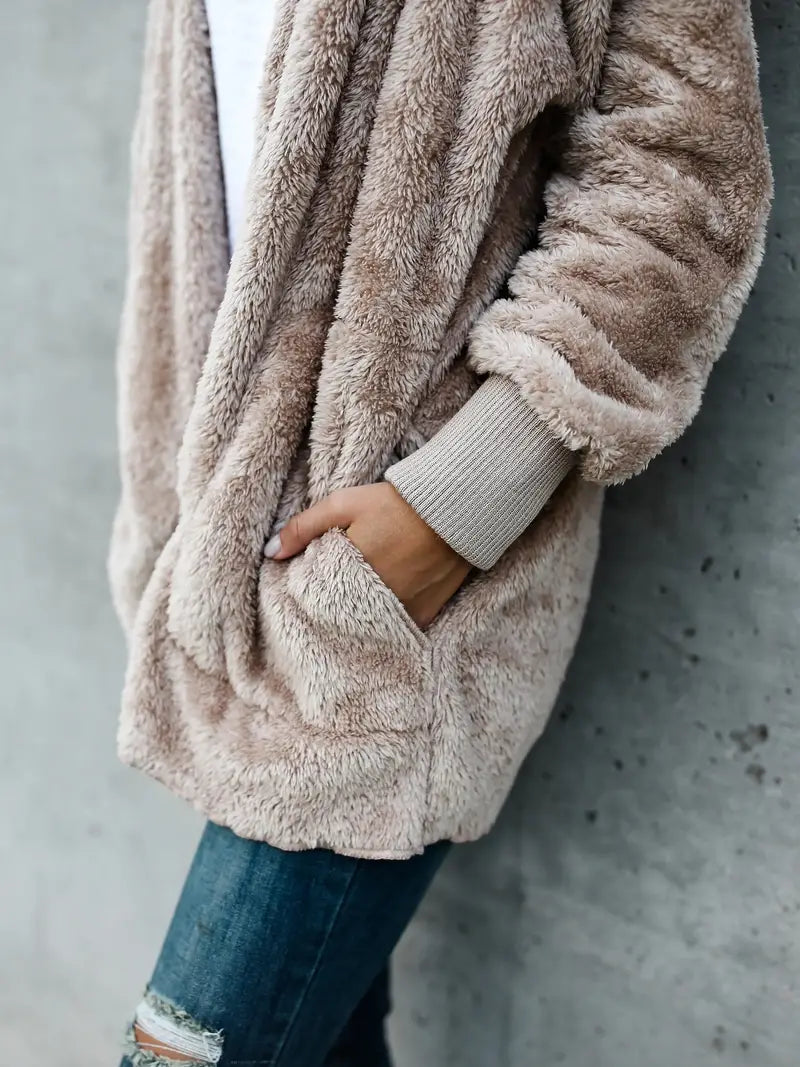 ANIKA - Chaqueta de punto suave con capucha para mujer
