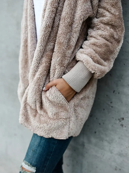 ANIKA - Chaqueta de punto suave con capucha para mujer