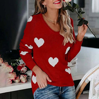 RAFFAELLA – Suéter de punto con patrón de corazones para mujer