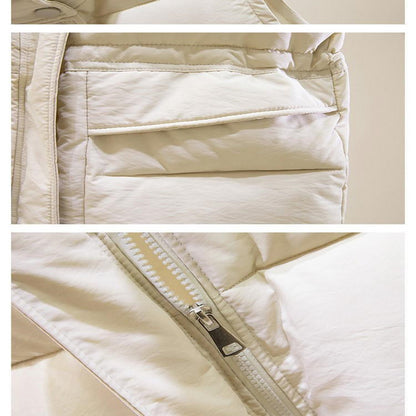 Hannah - Chaleco sin mangas de color sólido de invierno y cuello levantado con cremallera y bolsillos para mujer