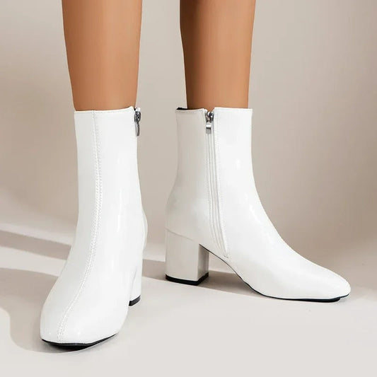 Botines de mujer con tacón ancho y cremallera lateral – ZILLI