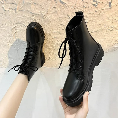 ALINA - Botines de PU para mujer con suela gruesa