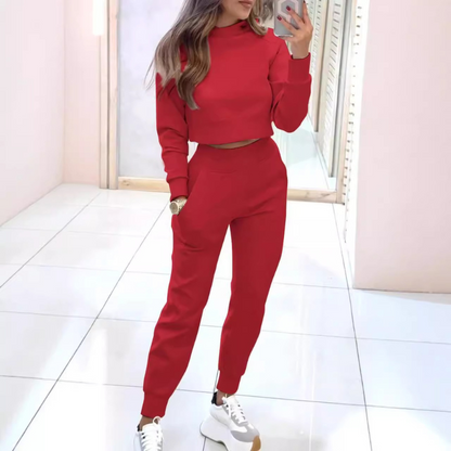LENA - Conjunto athleisure de dos piezas con top corto para mujer
