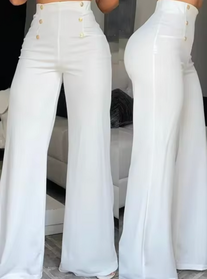 NIA - Pantalón de campana elegante con cintura alta para mujer