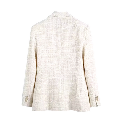 Blazer blanca entallada con doble botonadura – LÉONIE