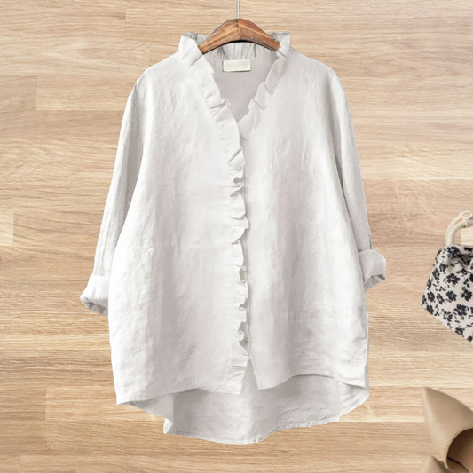 Blusa fluida con cuello de volantes para mujer – LYANA
